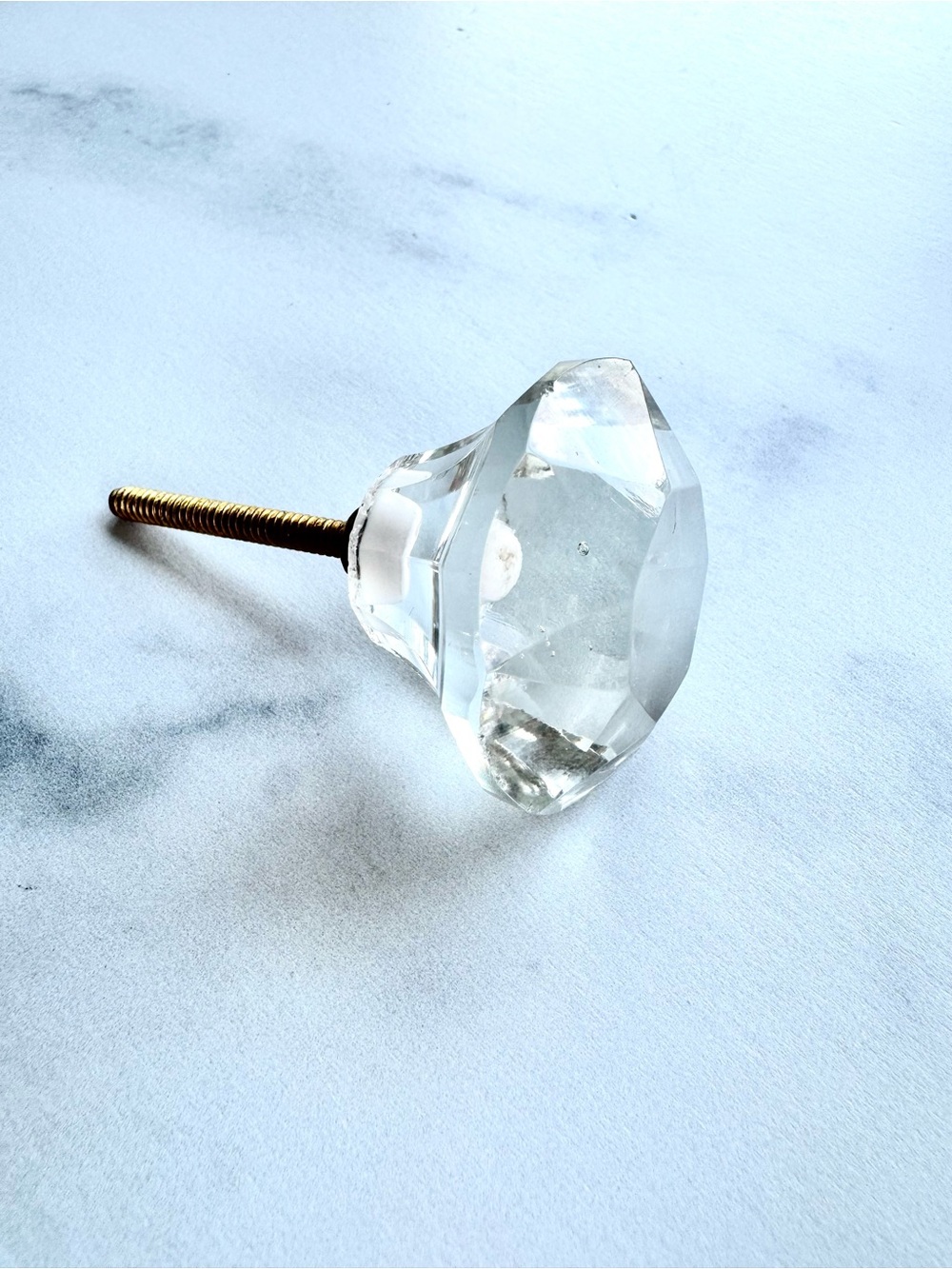 Clear Faceted Glass Drawer Knob with Brass Stem (Pack of 8)